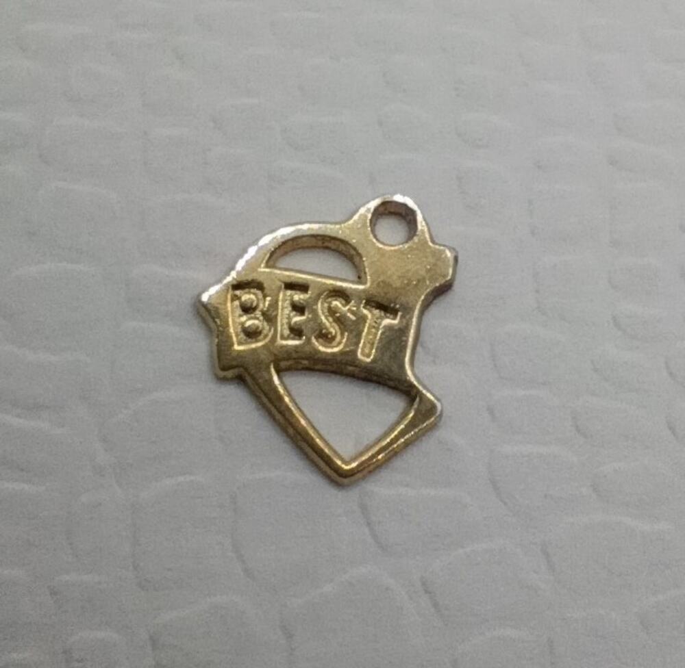 Vintage Sterling Silver “Best” Half Heart Friendship Charm